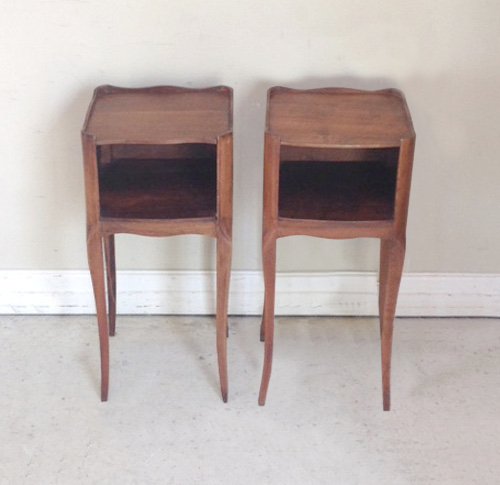 pair of old French slimline bedside tables